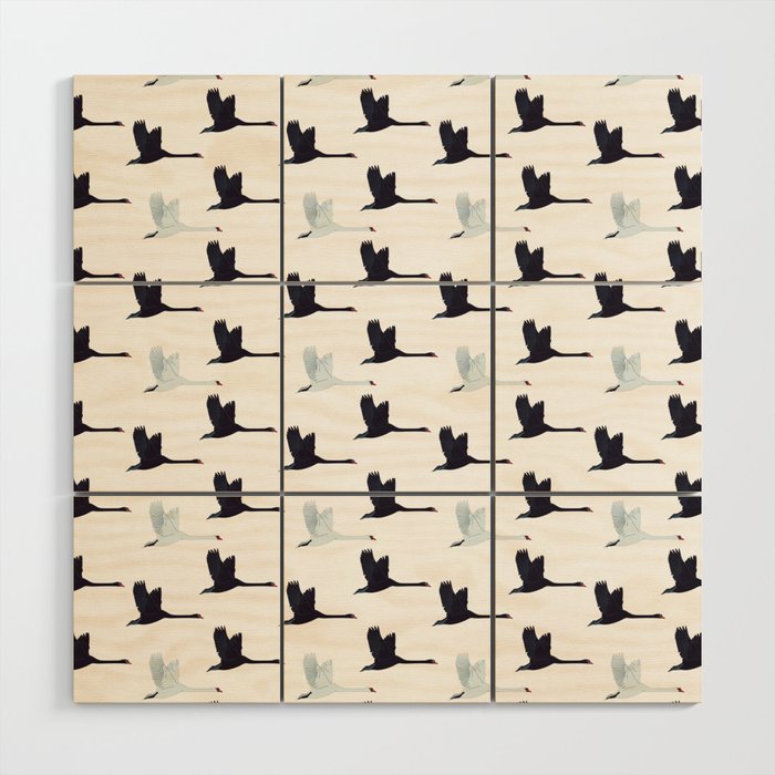 Flying Elegant Swan Pattern Wood Wall Art Gallery Image 1