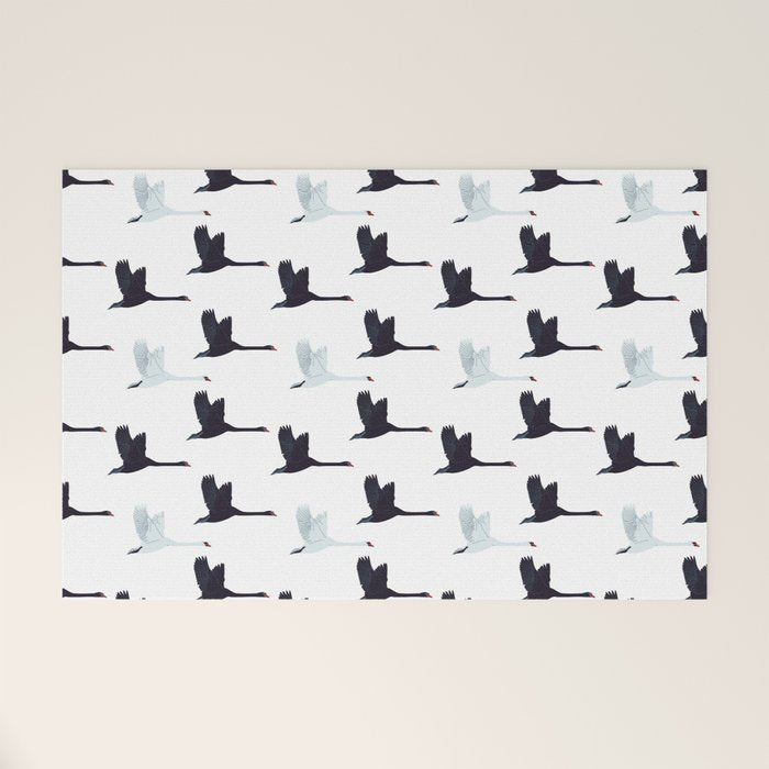 Flying Elegant Swan Pattern Welcome Mat Gallery Image 1