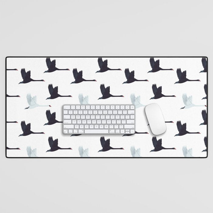 Flying Elegant Swan Pattern Desk Mat Gallery Image 1
