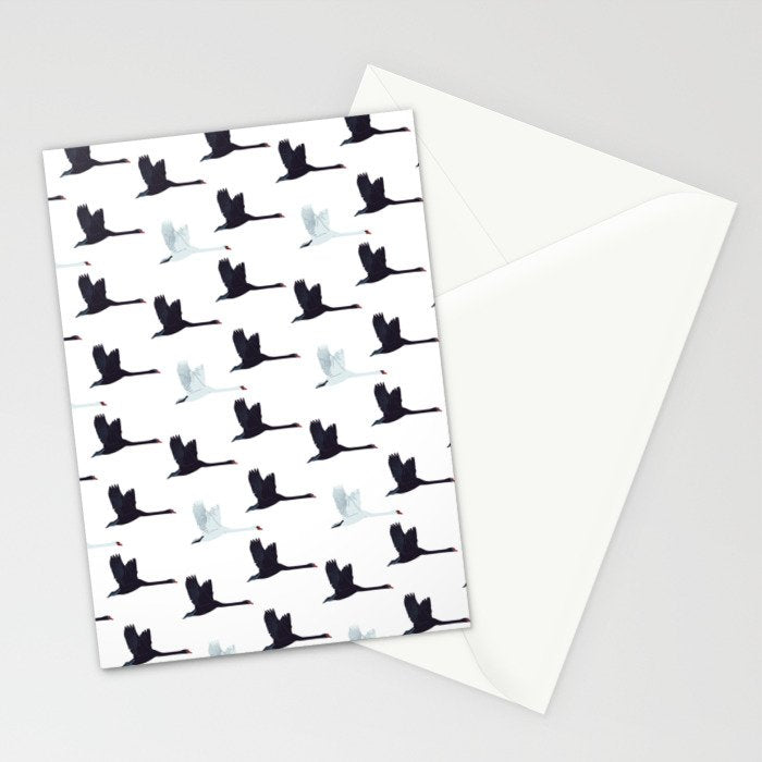 Flying Elegant Swan Pattern Stationery Card Gallery Image 2