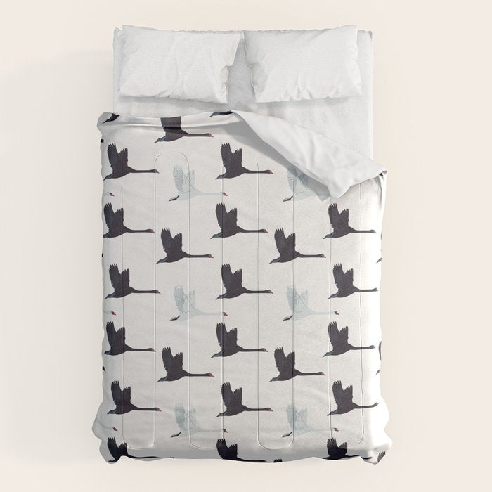 Flying Elegant Swan Pattern Comforter Gallery Image 1