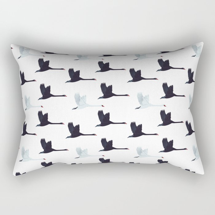Flying Elegant Swan Pattern Rectangular Pillow Gallery Image 2