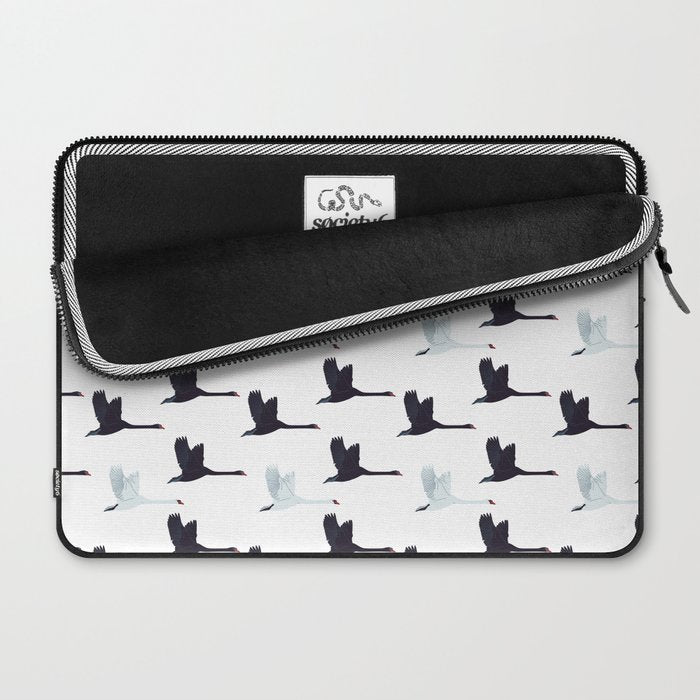 Flying Elegant Swan Pattern Laptop Sleeve Gallery Image 2