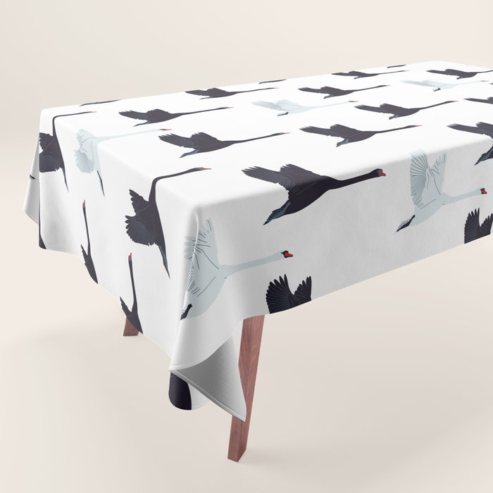 Flying Elegant Swan Pattern Tablecloth Gallery Image 1