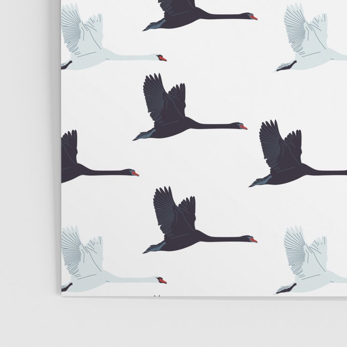 Flying Elegant Swan Pattern Poster Gallery Image 3