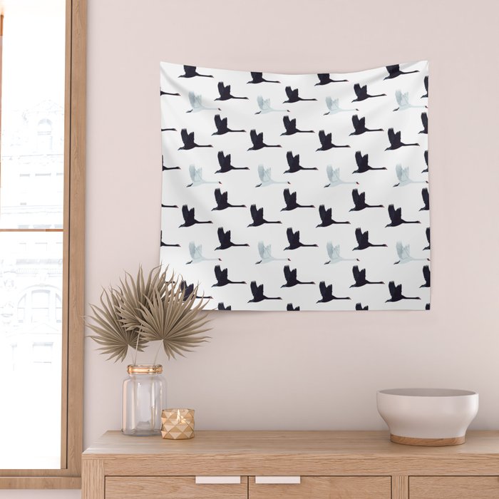 Flying Elegant Swan Pattern Wall Tapestry Gallery Image 2