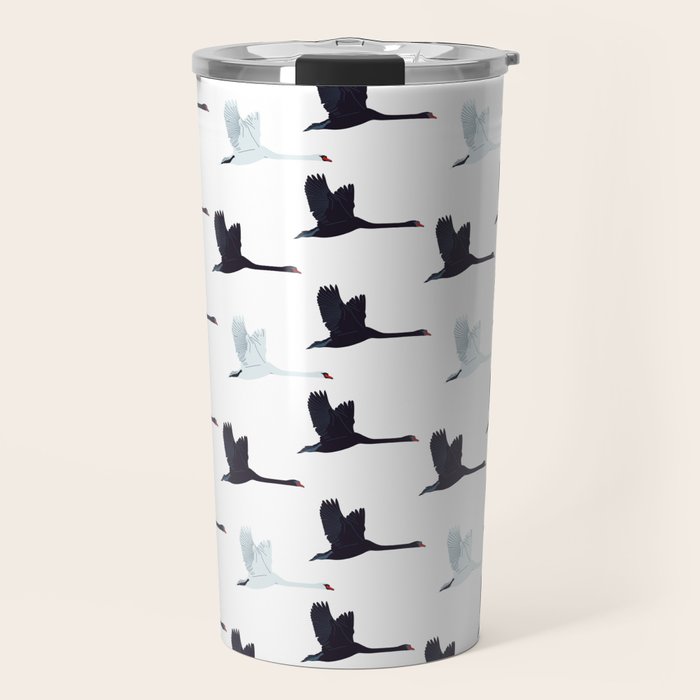 Flying Elegant Swan Pattern Travel Mug Gallery Image 1