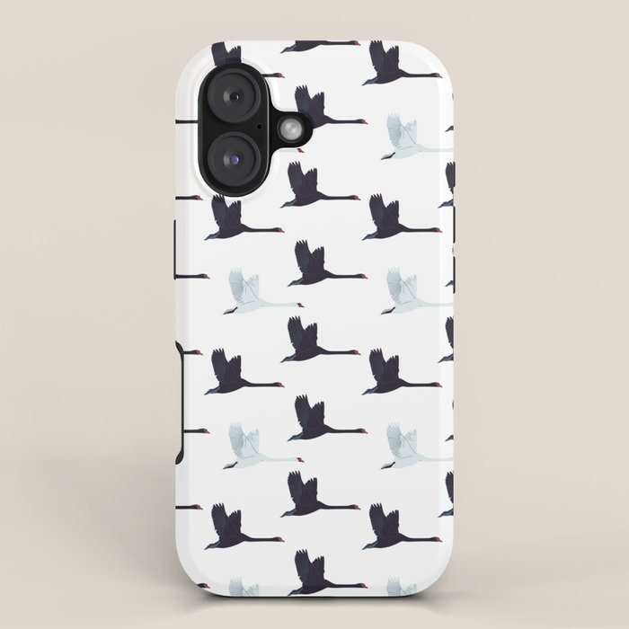 Flying Elegant Swan Pattern iPhone Case Gallery Image 1