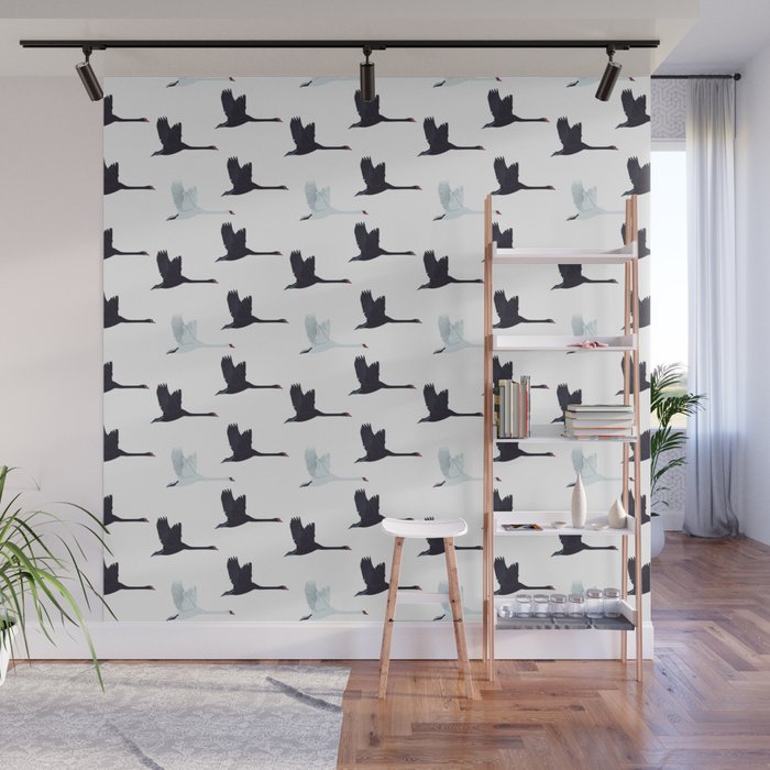 Flying Elegant Swan Pattern Wall Mural Gallery Image 1