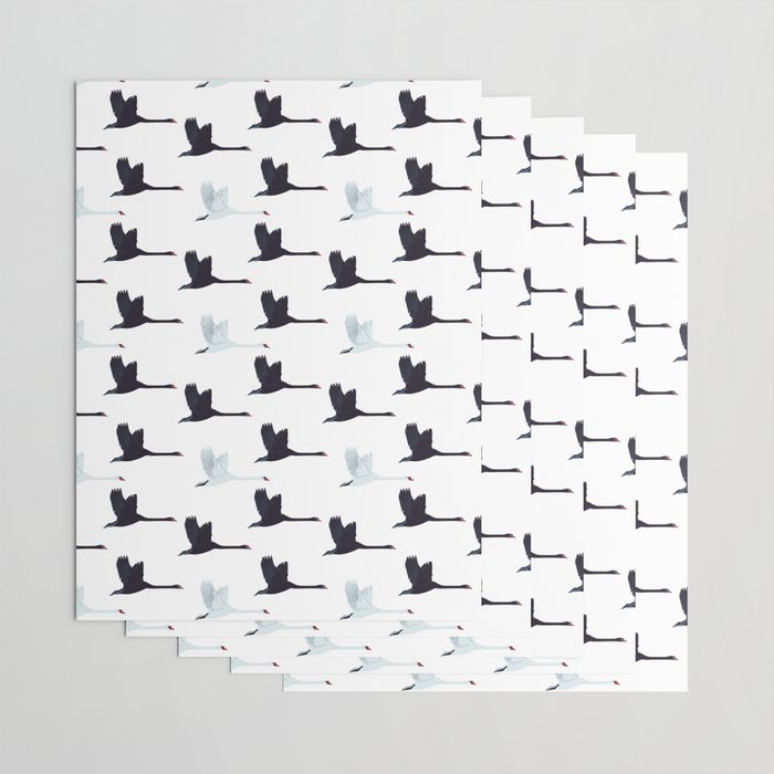 Flying Elegant Swan Pattern Wrapping Paper Gallery Image 3