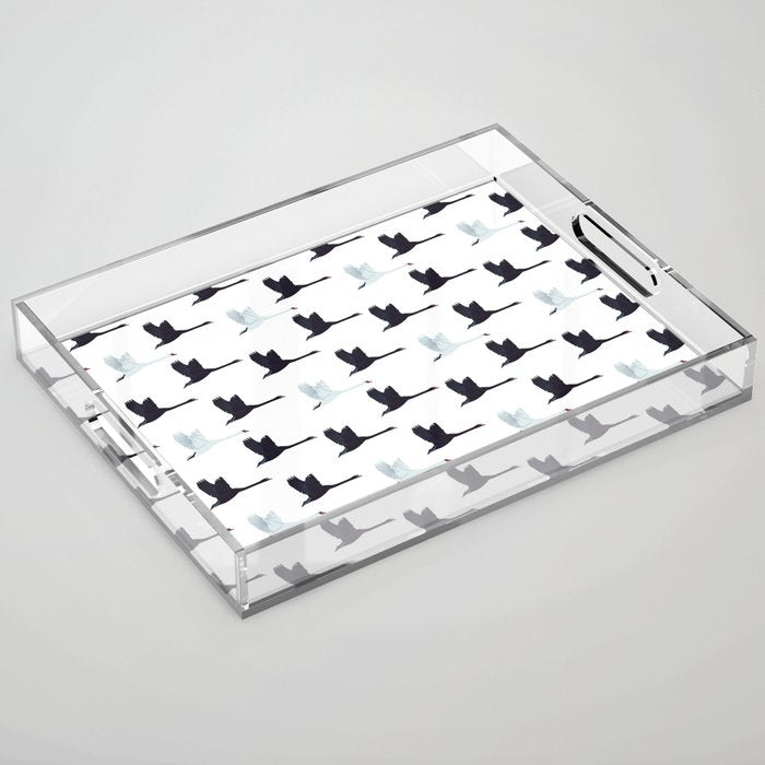 Flying Elegant Swan Pattern Acrylic Tray Gallery Image 1