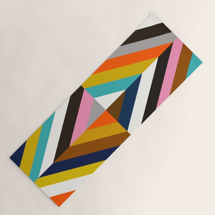 Mid Century Geometric Pattern Technicolor Diamond  Yoga Mat Gallery Image 1