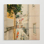 Lemon Tree in Alley of Old Town of Lisbon - Portugal Travel Photography Wood Wall Art Gallery Image 1