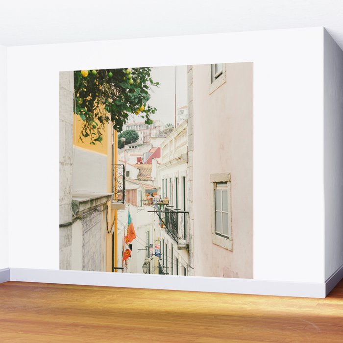 Lemon Tree in Alley of Old Town of Lisbon - Portugal Travel Photography Wall Mural Gallery Image 2