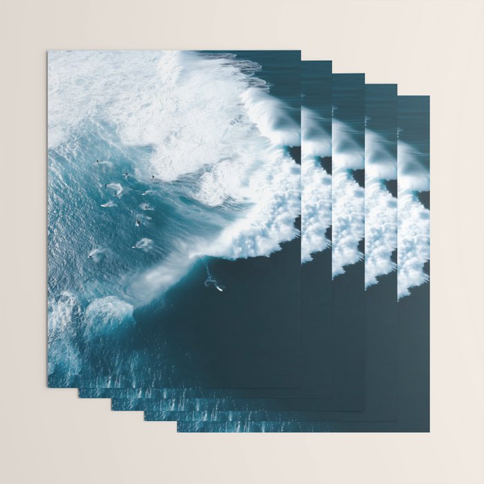 Surfers in Motion - Aerial Ocean Wave Photography Wrapping Paper Gallery Image 3