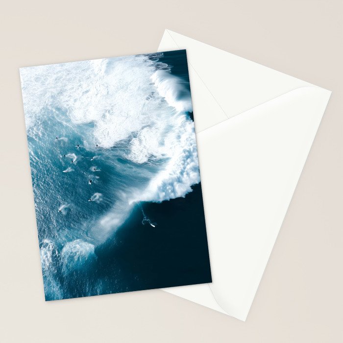 Surfers in Motion - Aerial Ocean Wave Photography Stationery Card Gallery Image 2