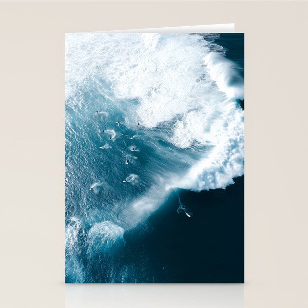 Surfers in Motion - Aerial Ocean Wave Photography Stationery Card Gallery Image 2