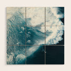 Surfers in Motion - Aerial Ocean Wave Photography Wood Wall Art Gallery Image 1