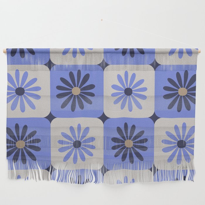 Checkered Daisies - Periwinkle Wall Hanging Gallery Image 1