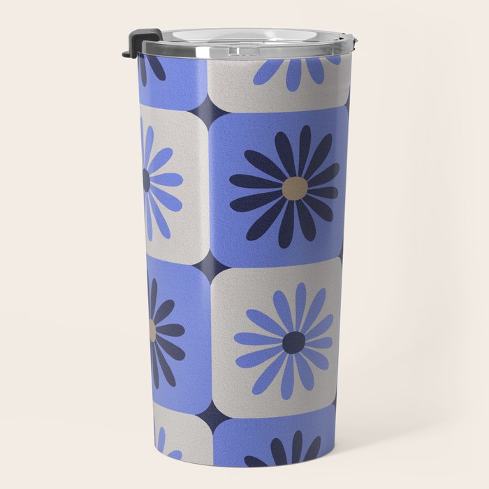 Checkered Daisies - Periwinkle Travel Mug Gallery Image 3