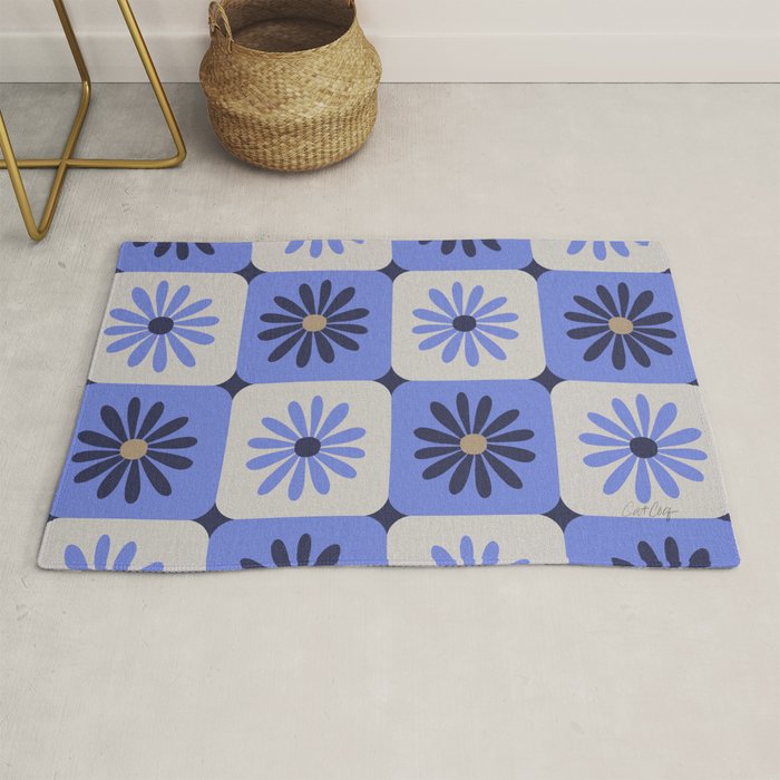 Checkered Daisies - Periwinkle Rug Gallery Image 1
