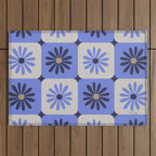 Checkered Daisies - Periwinkle Outdoor Rug Gallery Image 1
