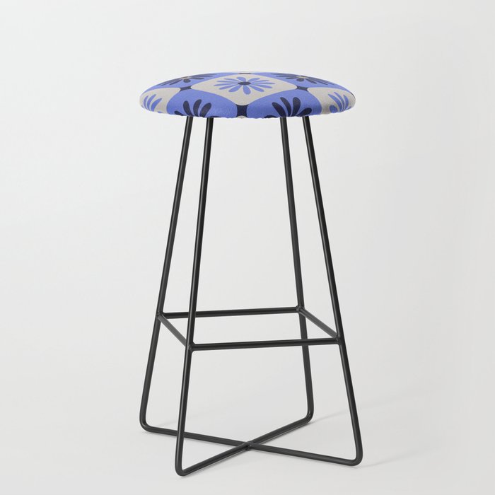 Checkered Daisies - Periwinkle Stool Gallery Image 1