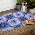 Checkered Daisies - Periwinkle Outdoor Rug Gallery Image 2