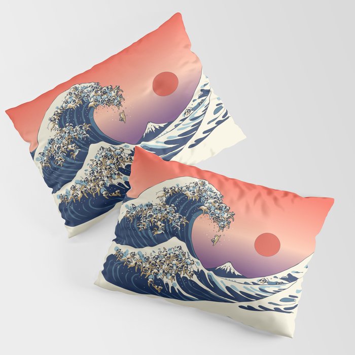 The Great Wave of Pug Pillow Sham Gallery Image 1