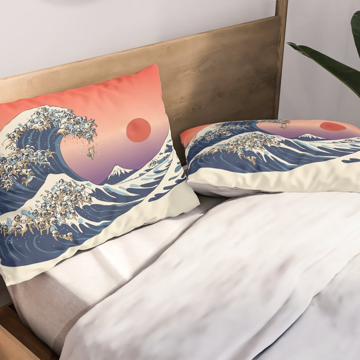 The Great Wave of Pug Pillow Sham Gallery Image 2