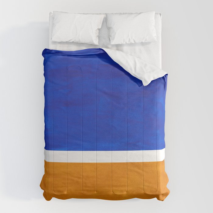 Phthalo Blue Yellow Ochre Mid Century Modern Abstract Minimalist Rothko Color Field Squares Comforter Gallery Image 6