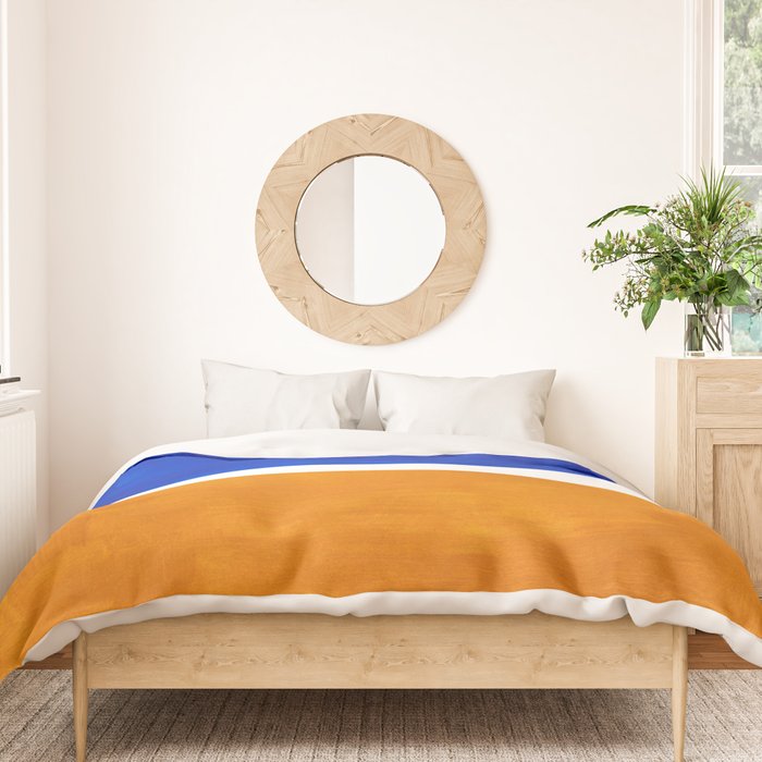 Phthalo Blue Yellow Ochre Mid Century Modern Abstract Minimalist Rothko Color Field Squares Duvet Cover Gallery Image 3