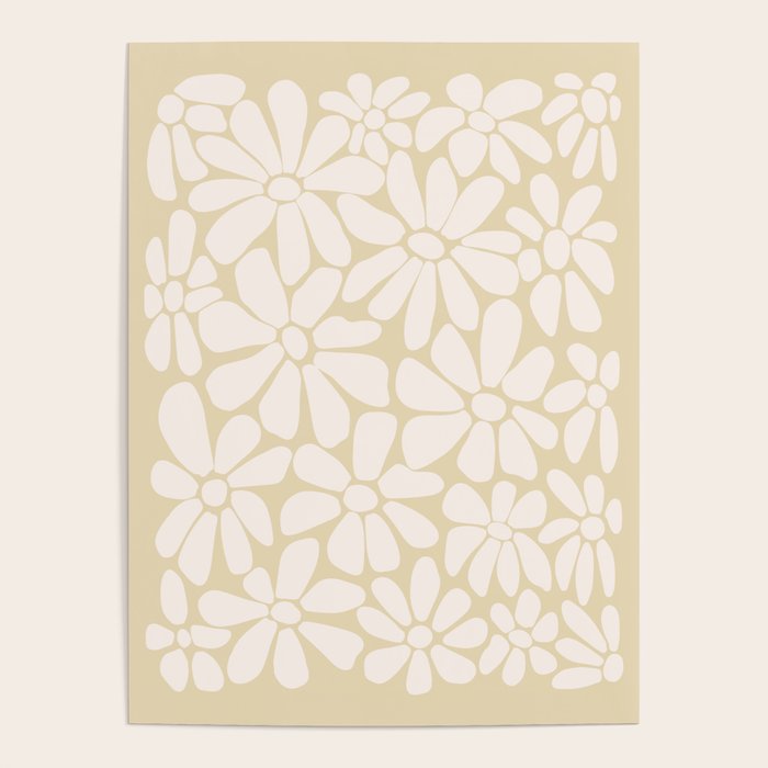 Retro Floral Neutral - Off-White and Beige Poster Gallery Image 4