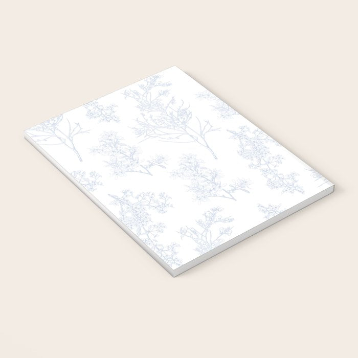 Botanical Cottage Floral Pattern in Soft Light Blue and White Notebook Gallery Image 3