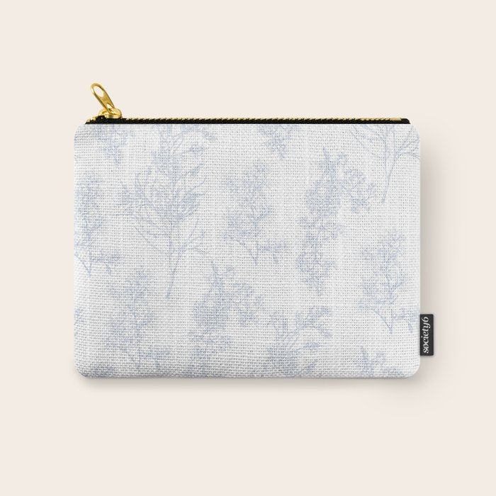 Botanical Cottage Floral Pattern in Soft Light Blue and White Carry All Pouch Gallery Image 1