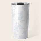 Botanical Cottage Floral Pattern in Soft Light Blue and White Travel Mug Gallery Image 1