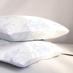 Botanical Cottage Floral Pattern in Soft Light Blue and White Pillow Sham Gallery Image 3