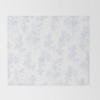 Botanical Cottage Floral Pattern in Soft Light Blue and White Throw Blanket Gallery Image 2