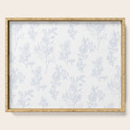 Botanical Cottage Floral Pattern in Soft Light Blue and White Serving Tray Gallery Image 1