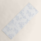 Botanical Cottage Floral Pattern in Soft Light Blue and White Yoga Mat Gallery Image 1