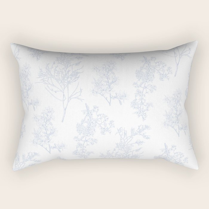 Botanical Cottage Floral Pattern in Soft Light Blue and White Rectangular Pillow Gallery Image 1