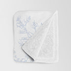 Botanical Cottage Floral Pattern in Soft Light Blue and White Throw Blanket Gallery Image 3