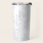 Botanical Cottage Floral Pattern in Soft Light Blue and White Travel Mug Gallery Image 2