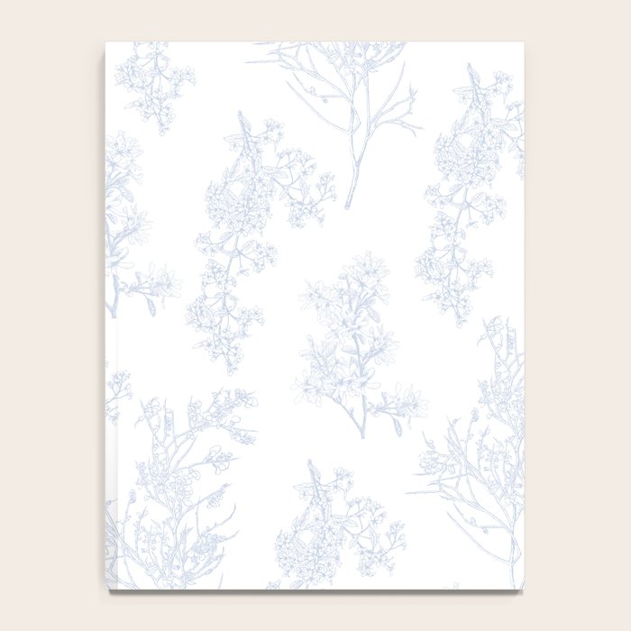 Botanical Cottage Floral Pattern in Soft Light Blue and White Notebook Gallery Image 4