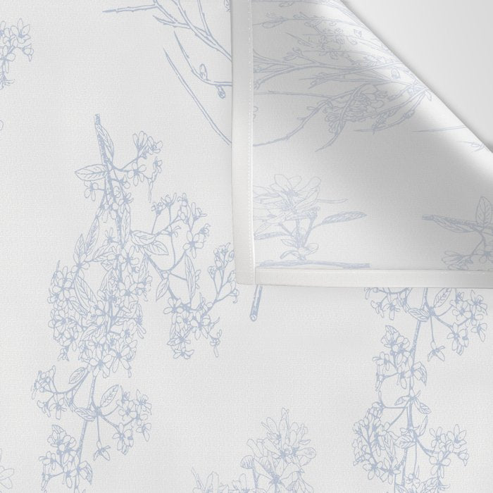 Botanical Cottage Floral Pattern in Soft Light Blue and White Wall Tapestry Gallery Image 3