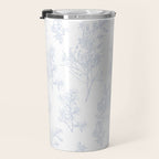 Botanical Cottage Floral Pattern in Soft Light Blue and White Travel Mug Gallery Image 3