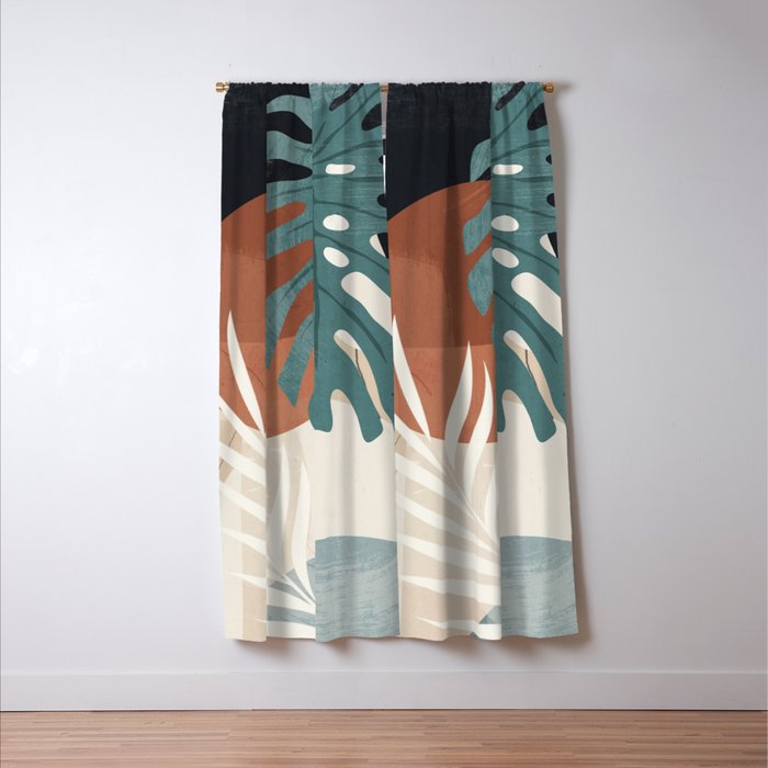 Abstract Art Tropical Leaves  Window Curtain Gallery Image 3