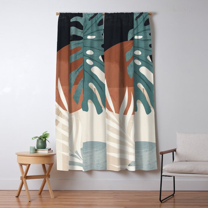 Abstract Art Tropical Leaves  Window Curtain Gallery Image 5
