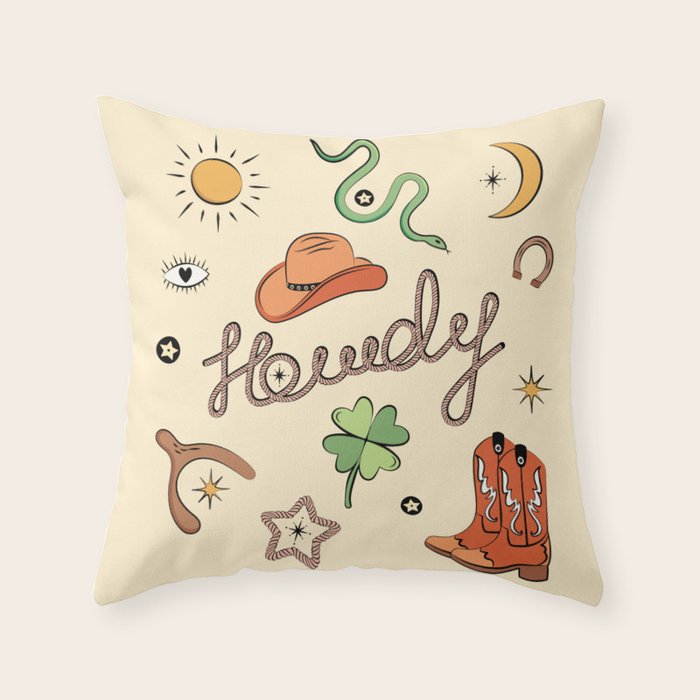 Howdy - Lucky Western Charms Throw Pillow Gallery Image 1