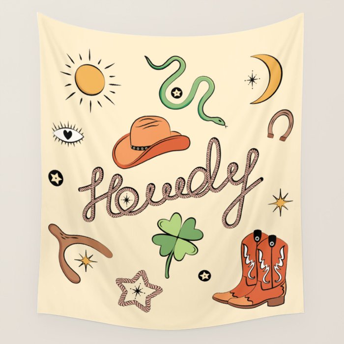 Howdy - Lucky Western Charms Wall Tapestry Gallery Image 1
